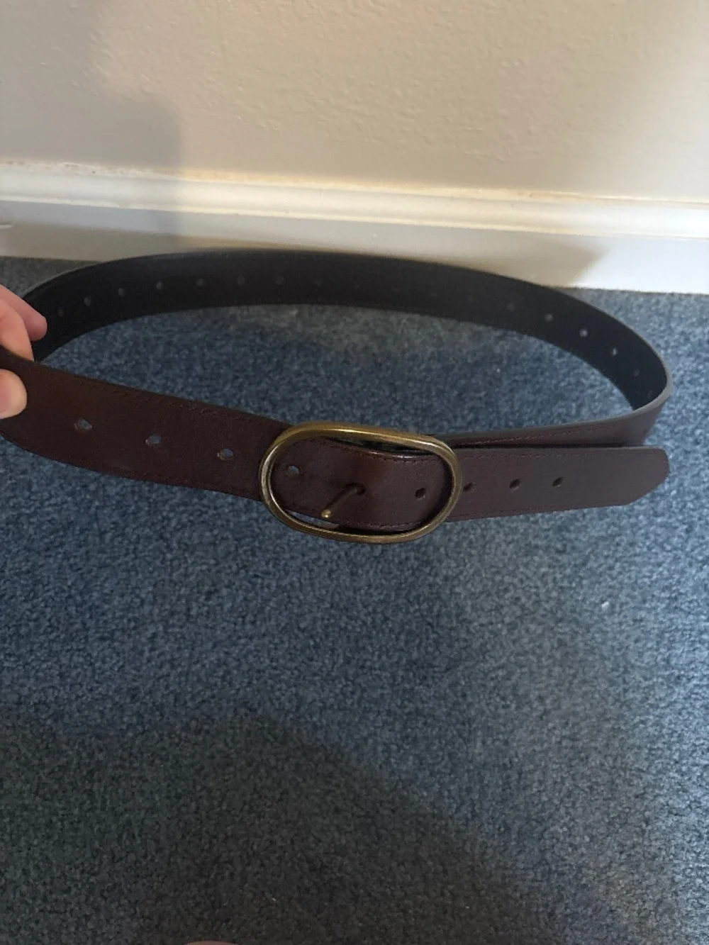 Reversible brown and black genuine leather belt